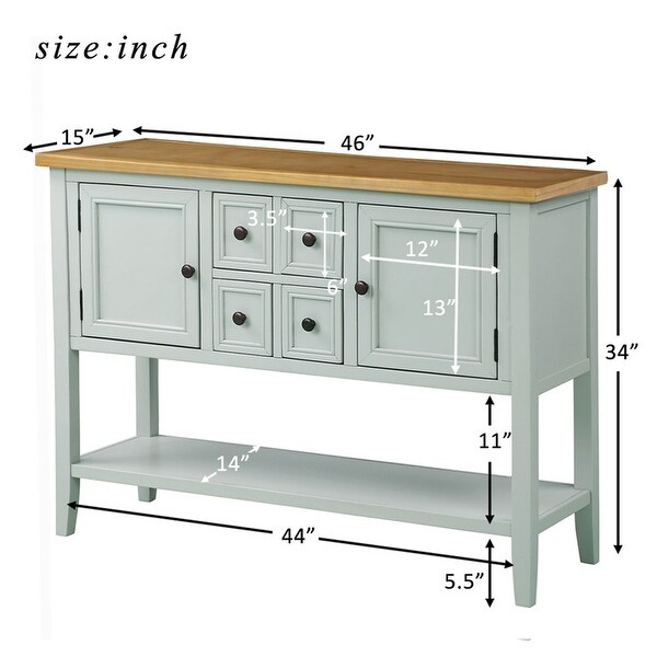 Table buffet sideboard Sofa table with storage drawers， cabinets and bottom shelf