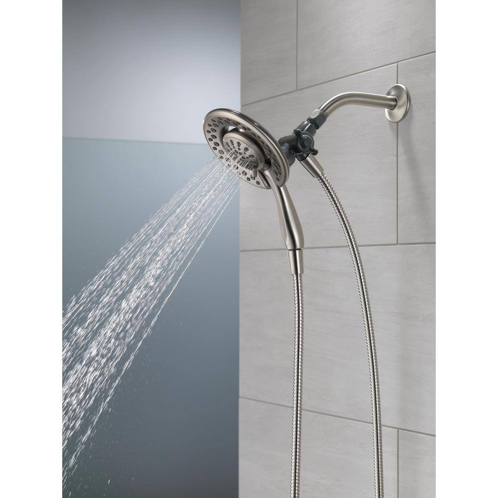 Delta In2ition 4-Spray Patterns 1.75 GPM 6.13 in. Wall Mount Dual Shower Heads in Spotshield Brushed Nickel 75486CSN