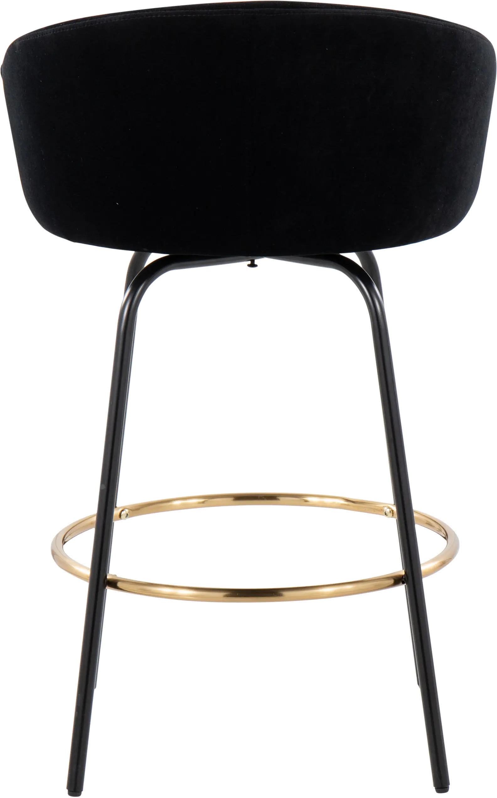 Claire Glam Gold and Black Velvet Barstool Stool， Set of 2