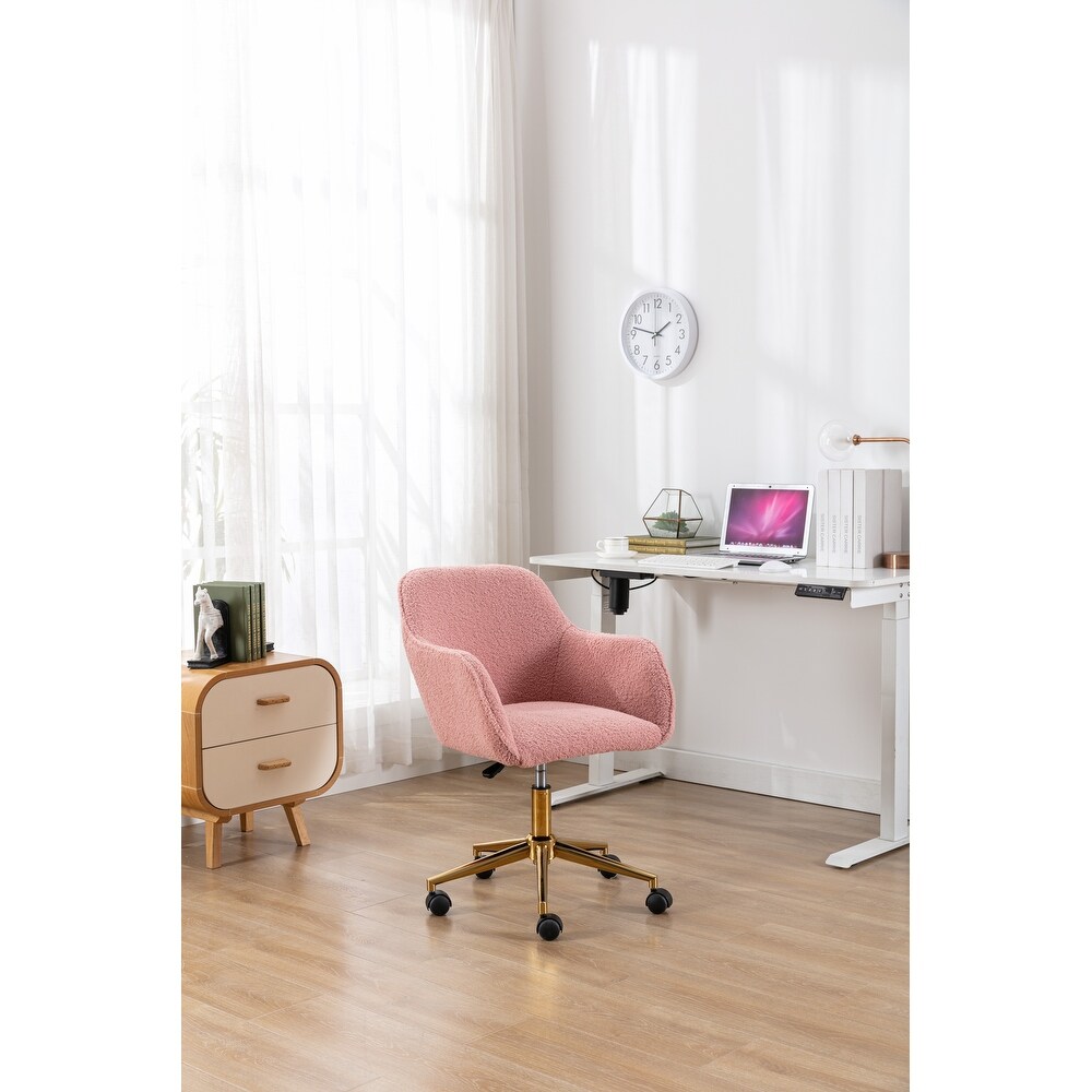 Teddy Fabric Upholsterd Office Chair with Adjustable Height 360 Revolving  Computer Chair with Metal Frame   Universal Wheels