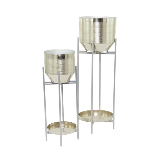 Olivia amp May 2pc Modern Metal Planter Pots