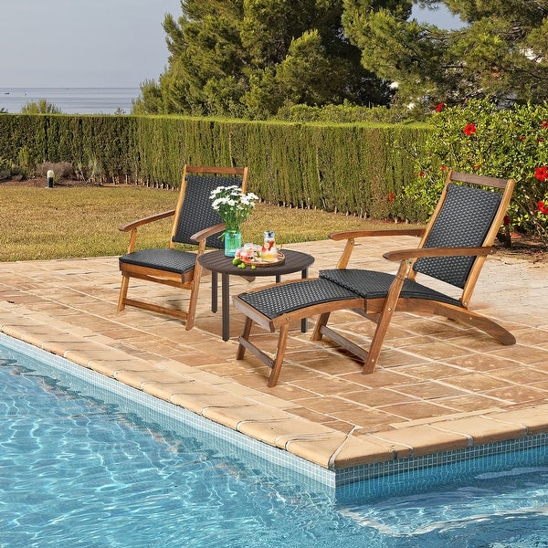 Wood Folding Chaise Lounge Chair Outdoor Foldable Chair - Overstock - 36732252