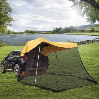 YIYIBYUS 4-Person 210T Polyester Fabric Portable Waterproof Car Awning Camping Tent in Yellow YD-HS1234P300-1