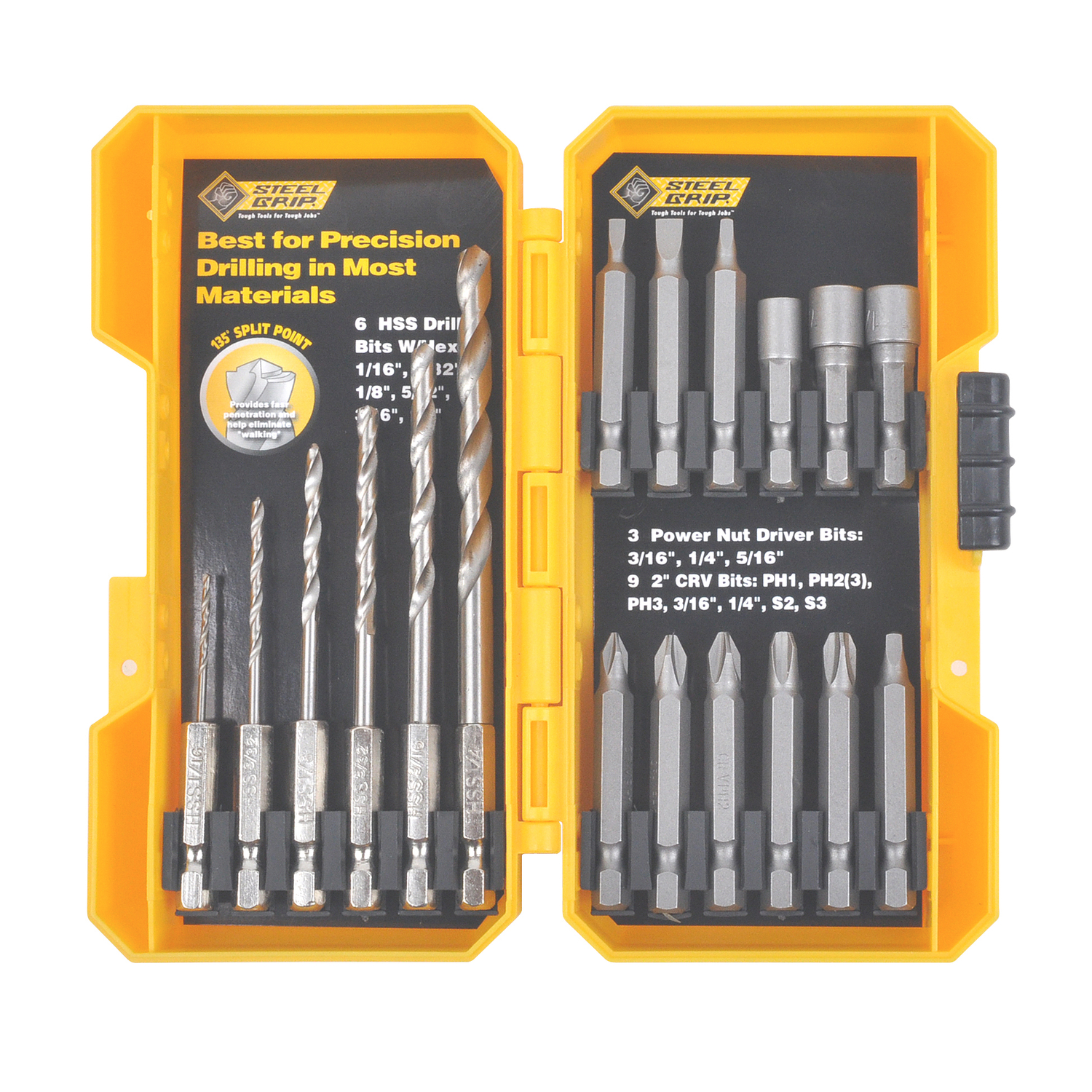 Steel Grip High Speed Steel Drill and Driver Bit Set 18 pc