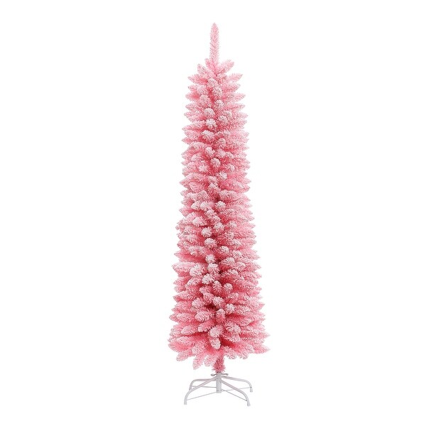 6Ft Pencil Slim Artificial Pink Christmas Tree