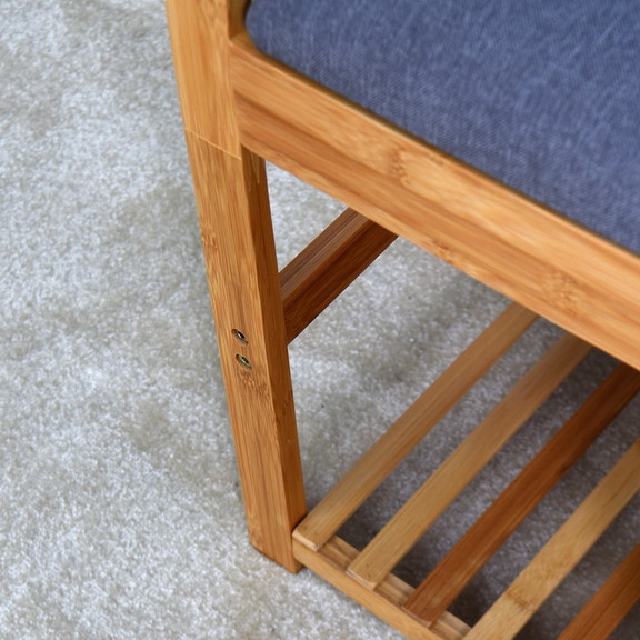 Living Room Bamboo Storage Bench  Entryway 3 Shelv...