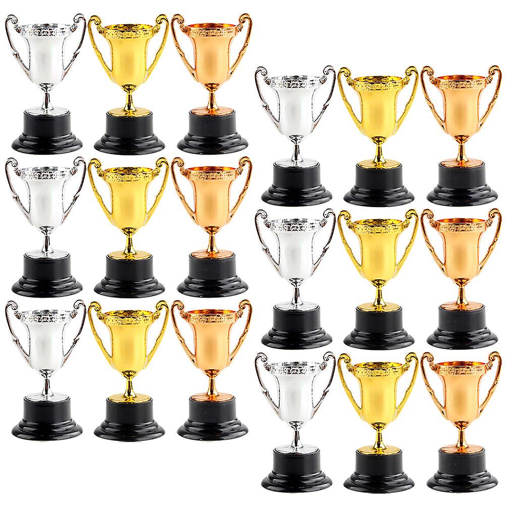 18pcs Mini Award Trophy Plastic Reward Prizes Decor Kindergarten Mini House Accessory