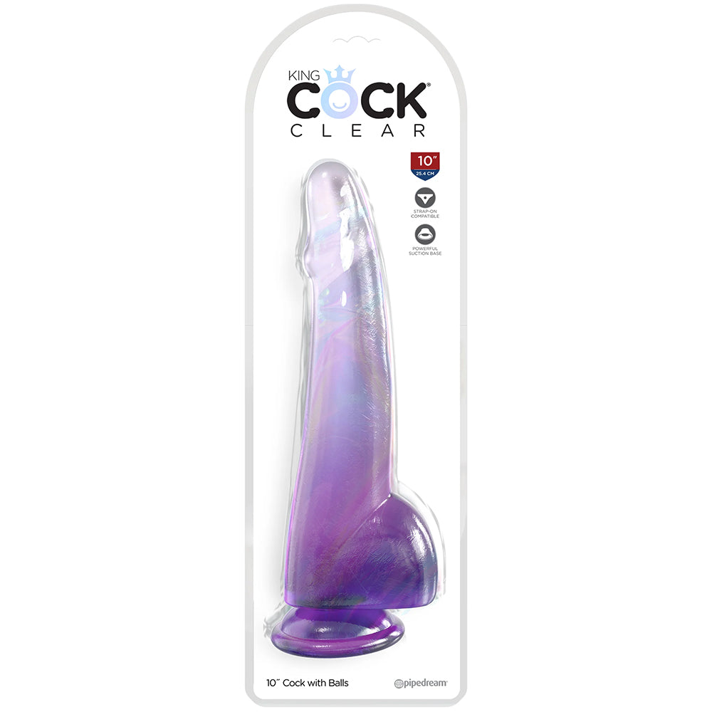 King Cock 10 Inch Smooth Ballsy Dildo in Purple