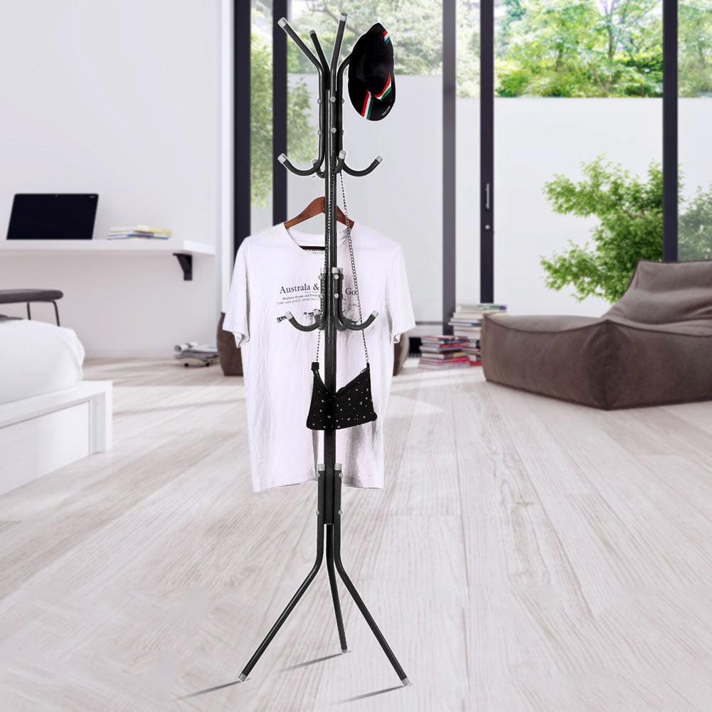 Oxgord Coat Rack 12 Hook Standalone Stainless Steel Hat Stand Clothes Hanger Hall Tree