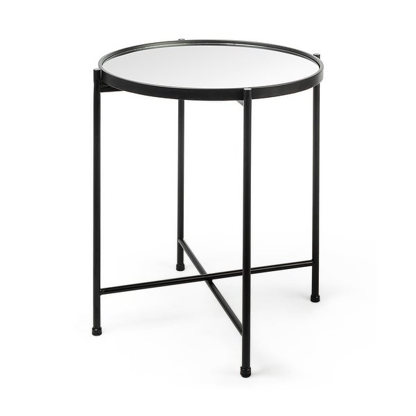 Samantha Black Iron Frame w/ Mirror Top Accent Table