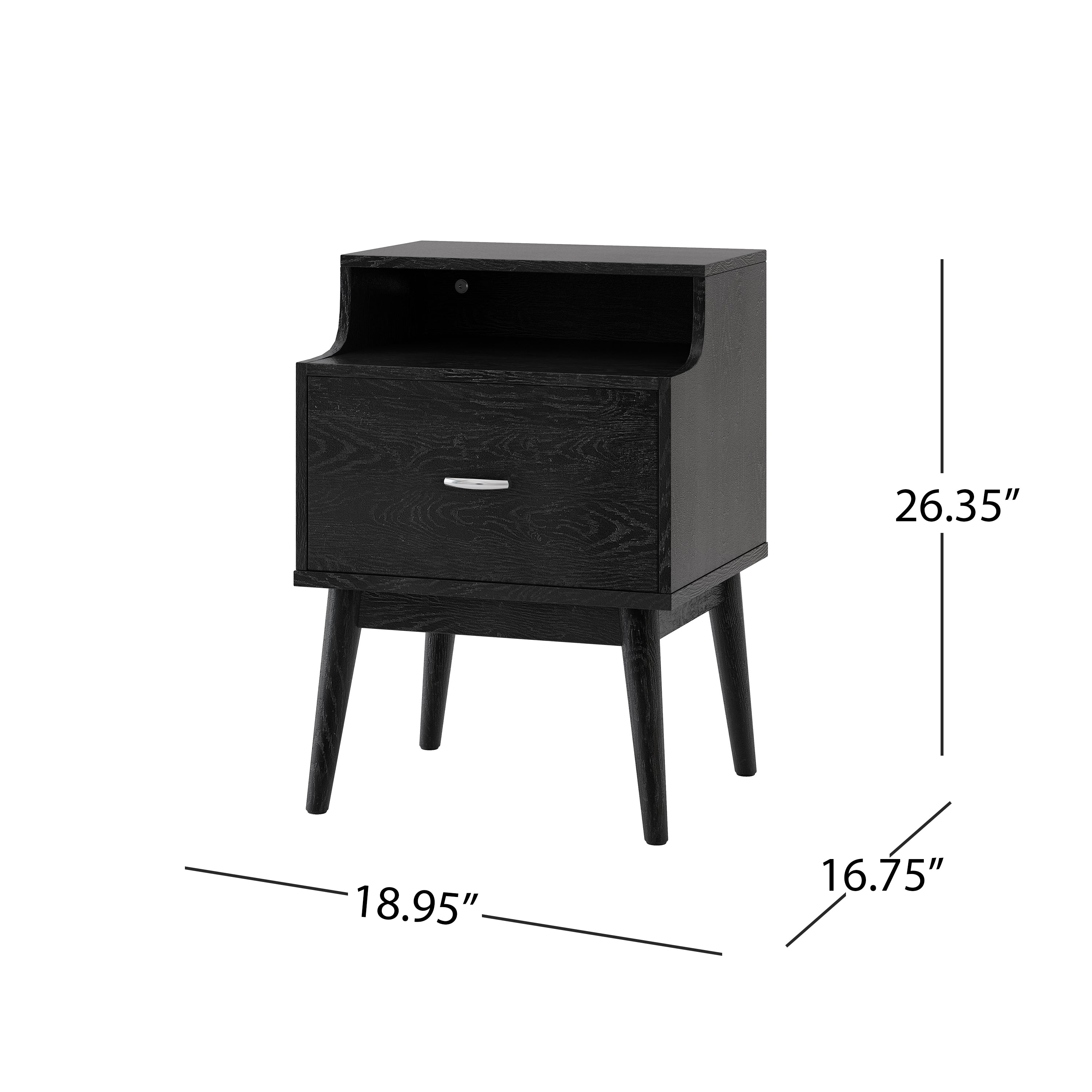 Wilbur Mid Century Modern Wooden Nightstand