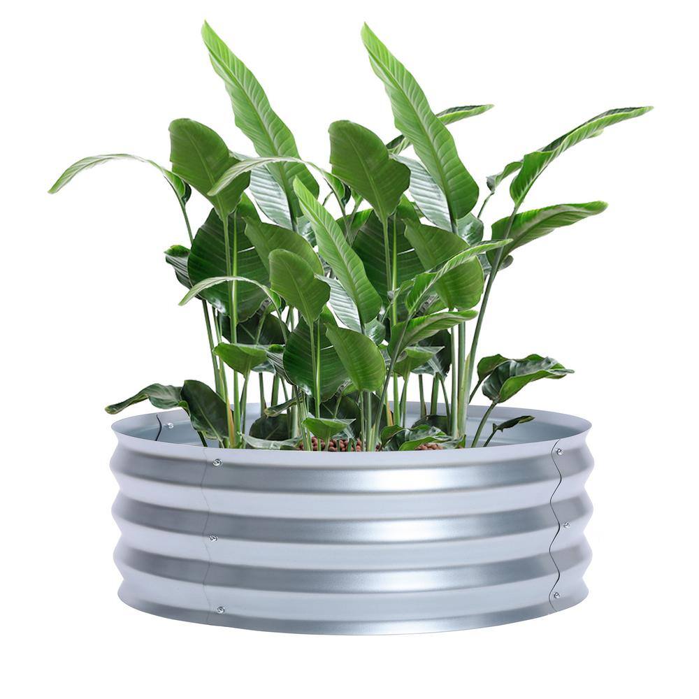 LuxenHome 36 in. Galvanized Metal Round Raised Garden Bed WHPL1270