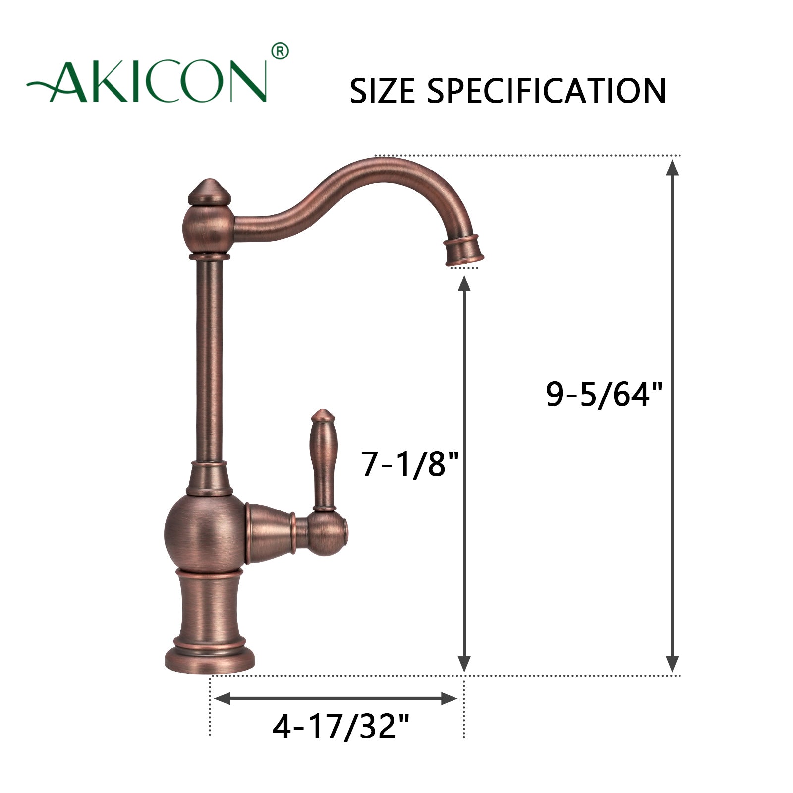 Akicon Copper One-Handle Drinking Water Filter Faucet， Solid Brass Water Purifier Faucet - Antique Bronze