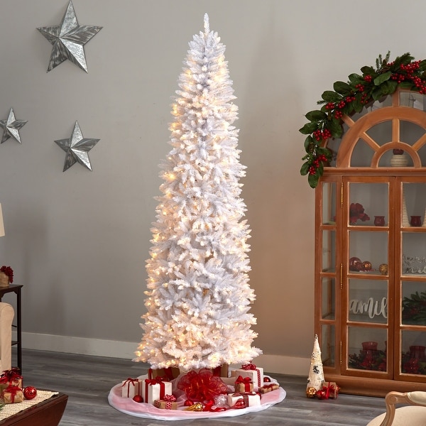 9' Slim White Christmas Tree with 600 Lights