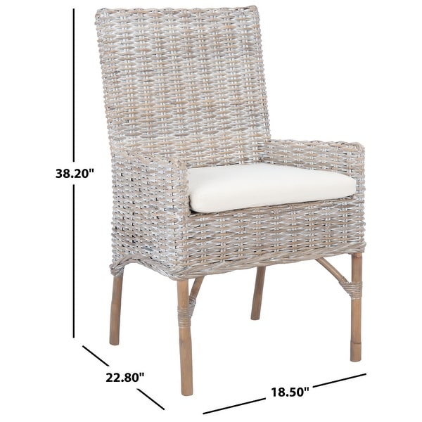 SAFAVIEH Nancy Coastal Rattan Accent Chair with Cushion - 18.5