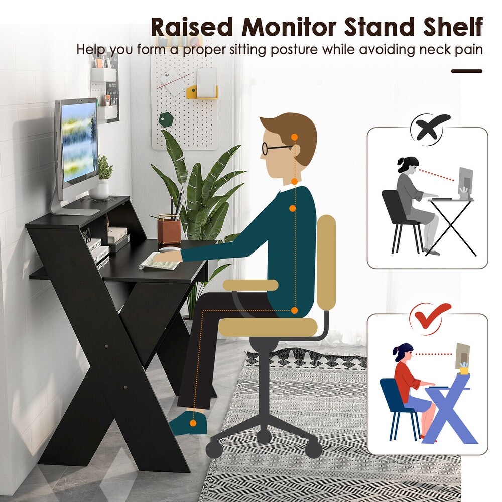 Gymax Computer Desk Study Writing Table Small Space w/ Drawer