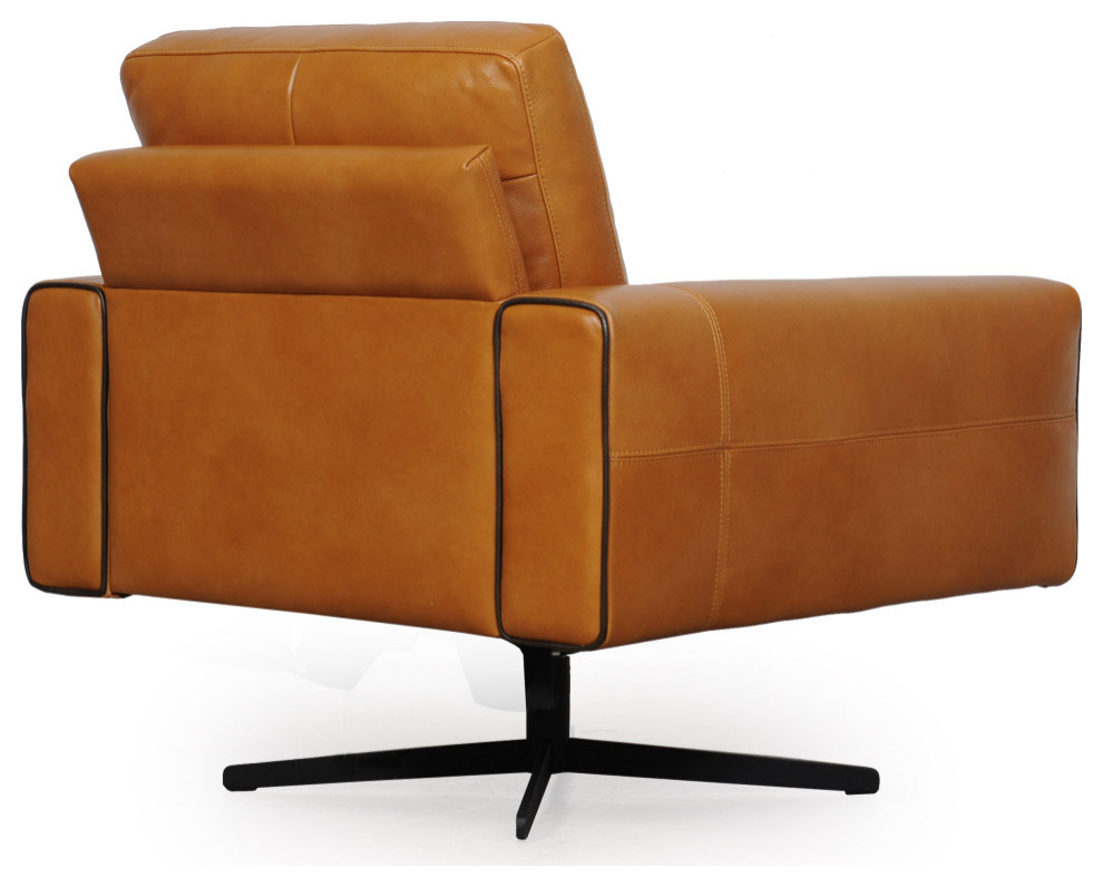 Colette Full Leather Swivel Lounge Chair  Tan   Contemporary   Armchairs And Accent Chairs   by Moroni  Houzz