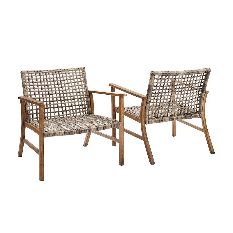 Crosley Ridley Outdoor Wicker and Metal Arm Chair 2-Piece Set