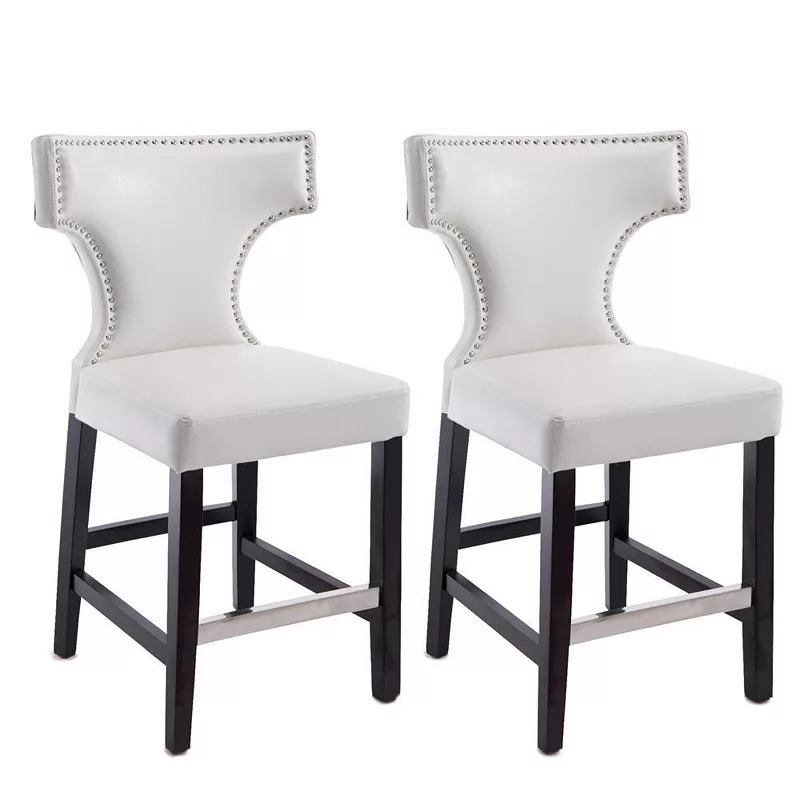 CorLiving Kings Counter Height Barstool with Metal Studs， set of 2