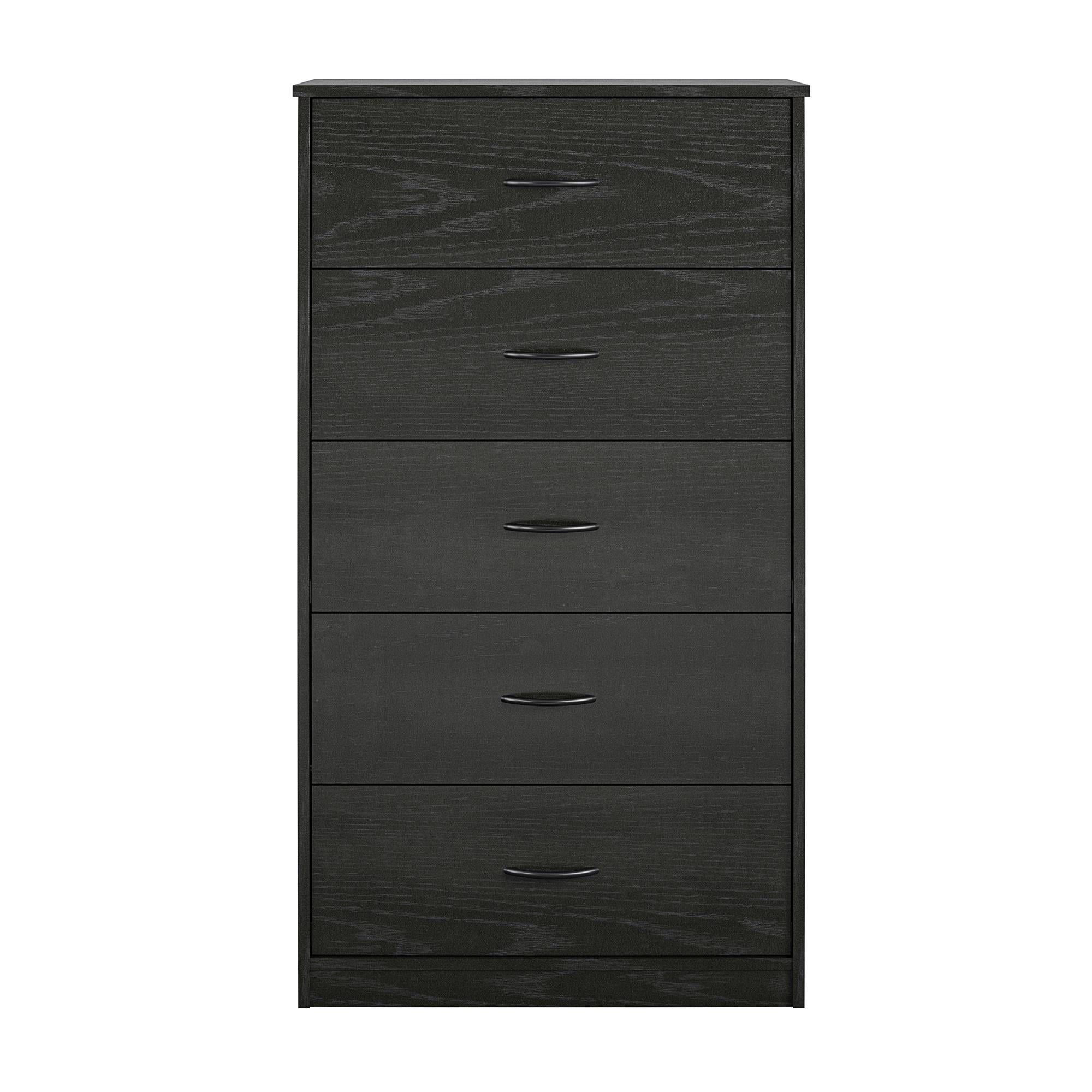 Mainstays Classic 5 Drawer Dresser, Black Oak