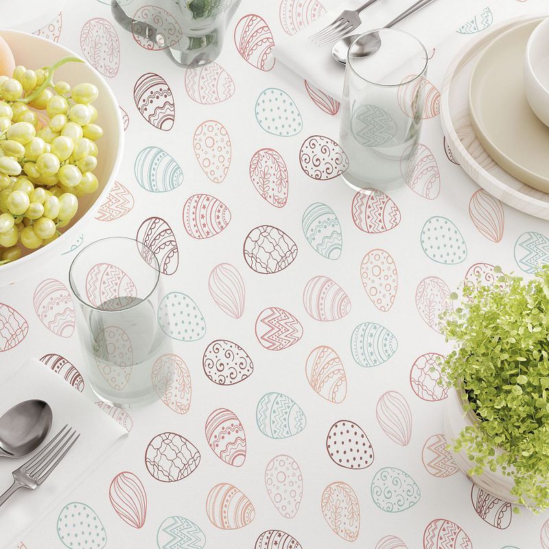 Square Tablecloth， 100% Cotton， 52x52， Watercolor Decorative Easter Eggs