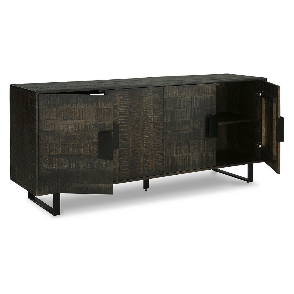 Signature Design by Ashley Kevmart Grayish Brown/Black Accent Cabinet   64\