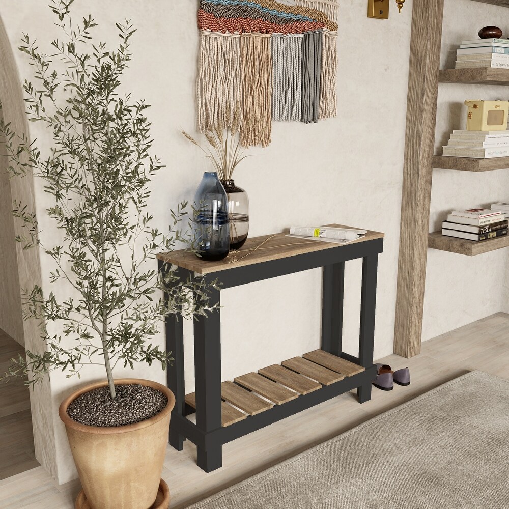 Farmhouse Rustic Wood Small Entryway Sofa Table