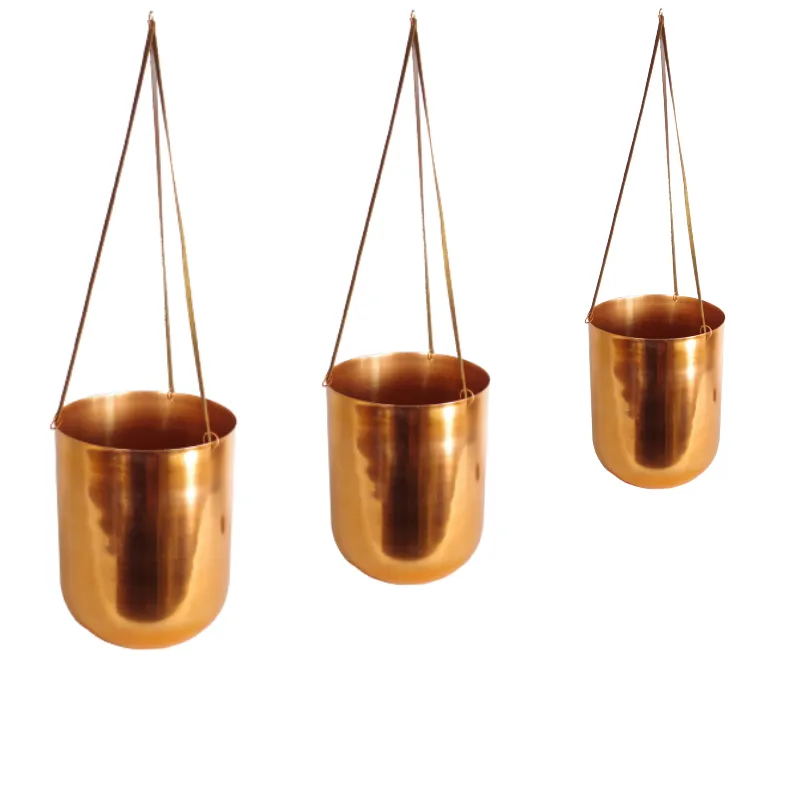 Home Garden Decoration Indoor Copper Plated Wall Garden Planter Hot Selling Industrial Style Hanging Pots Supply