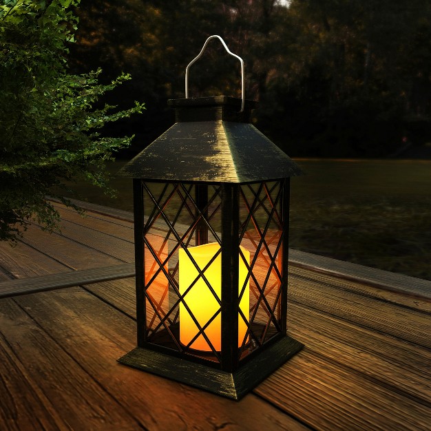 Hastings Home Solar Powered Led Lantern Antique Bronze