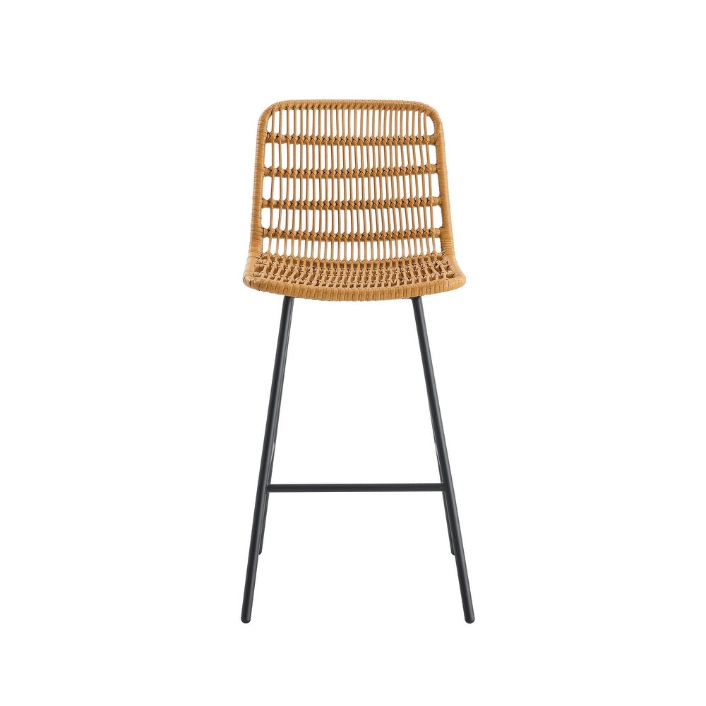 Rattan Bar Stools NTRL with Mtl Frame TrckShp (Counter Stools) 2 Sets for Bars Restaurants Dining Rooms Coffee Rooms