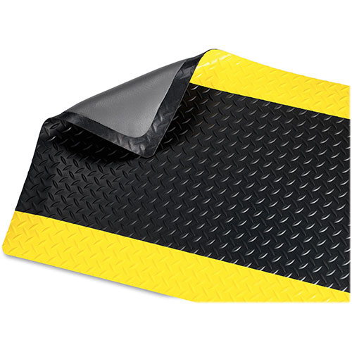 Genuine Joe Beveled Edge Anti-Fatigue Mat | 3' x 5'， Black and Yellow | GJO70364