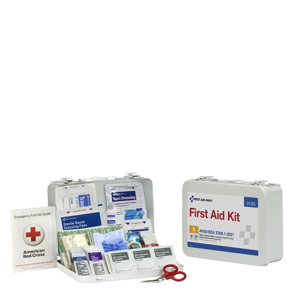 First Aid Only First Aid Kit 25 Person Metal Case ANSI Portable ;