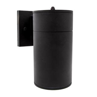 Maxxima Black LED Outdoor Wall Cylinder Light with Dusk to Dawn Sensor MEL-14125W