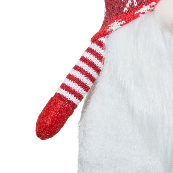 Glitzhome 28H Fabric Christmas Gnome Shelf Sitter with Dangling Legs