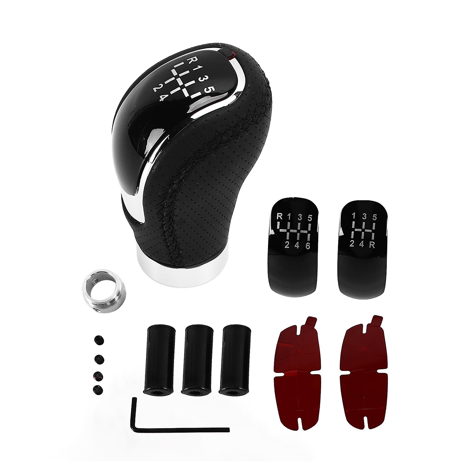 Manual Gear Shift Knob With 3 Removable Sticking Covers Abs Artificial Leather Universal