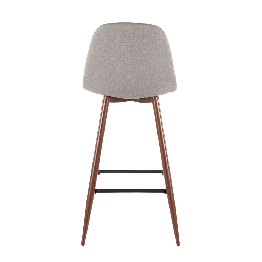 Lumisource Barstool in Walnut Metal and Light Grey Fabric  Set of 2   19\