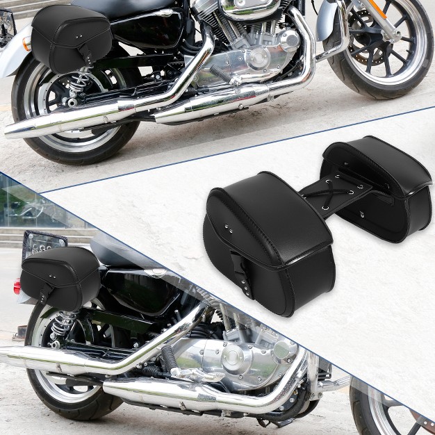 Unique Bargains Motorcycle Saddlebag Side Bags Quick Release Buckle Luggage Bag Black 1 Pair