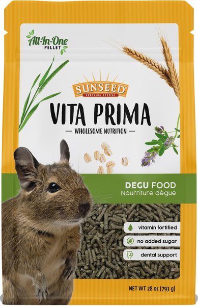 Sunseed Vita Prima Vitamin-Fortified Complete Nutrition Timothy Hay Pellets Degu Food， 1.75-lb bag