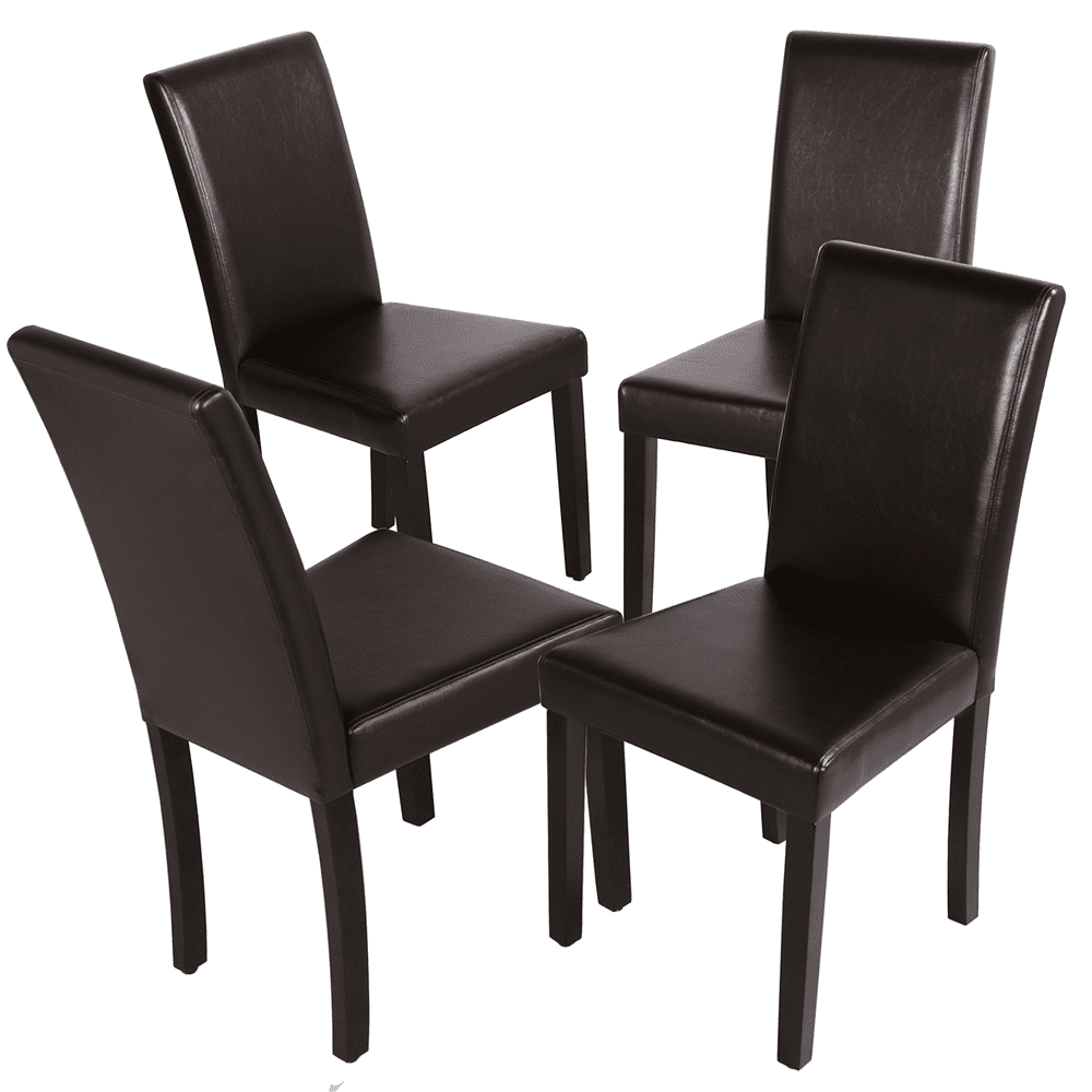 Topeakmart 4pcs High Back Dining Chairs Padded Kitchen Chairs Brown