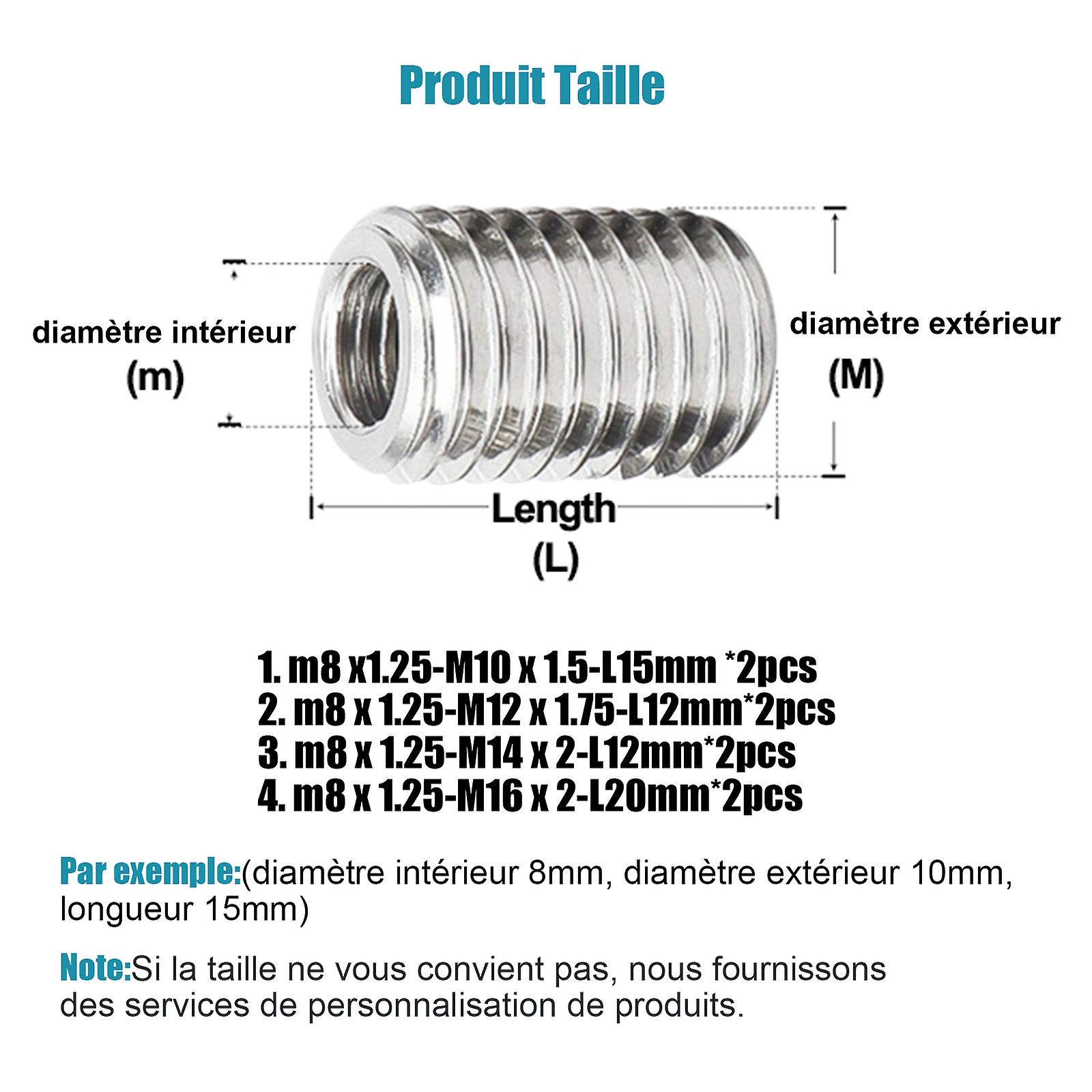 M8 304 Stainless Steel Insert Nut Repair Threaded Sleeve Screw 8 Pcs