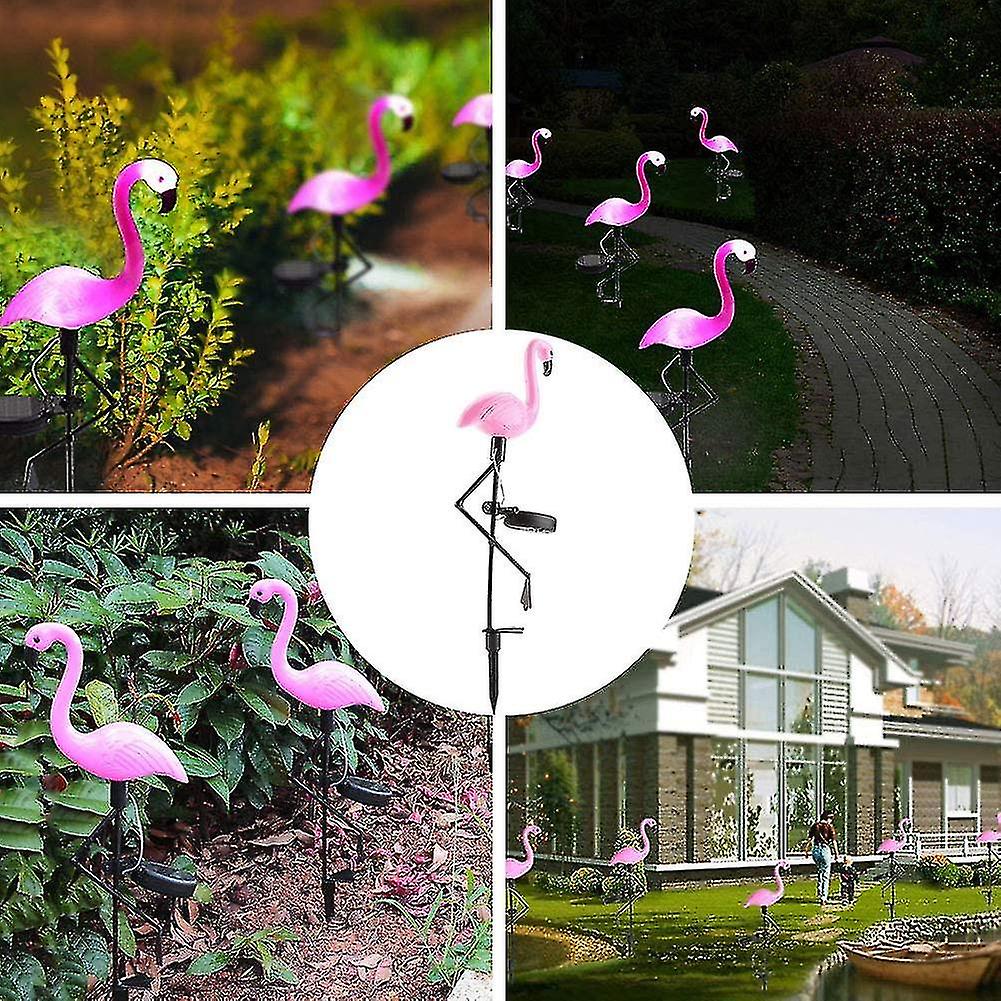 2 Pack Pink Flamingo Solar Outdoor Led Lawn Lights Decorative Pile Lights Pink Flamingo Garden Pile