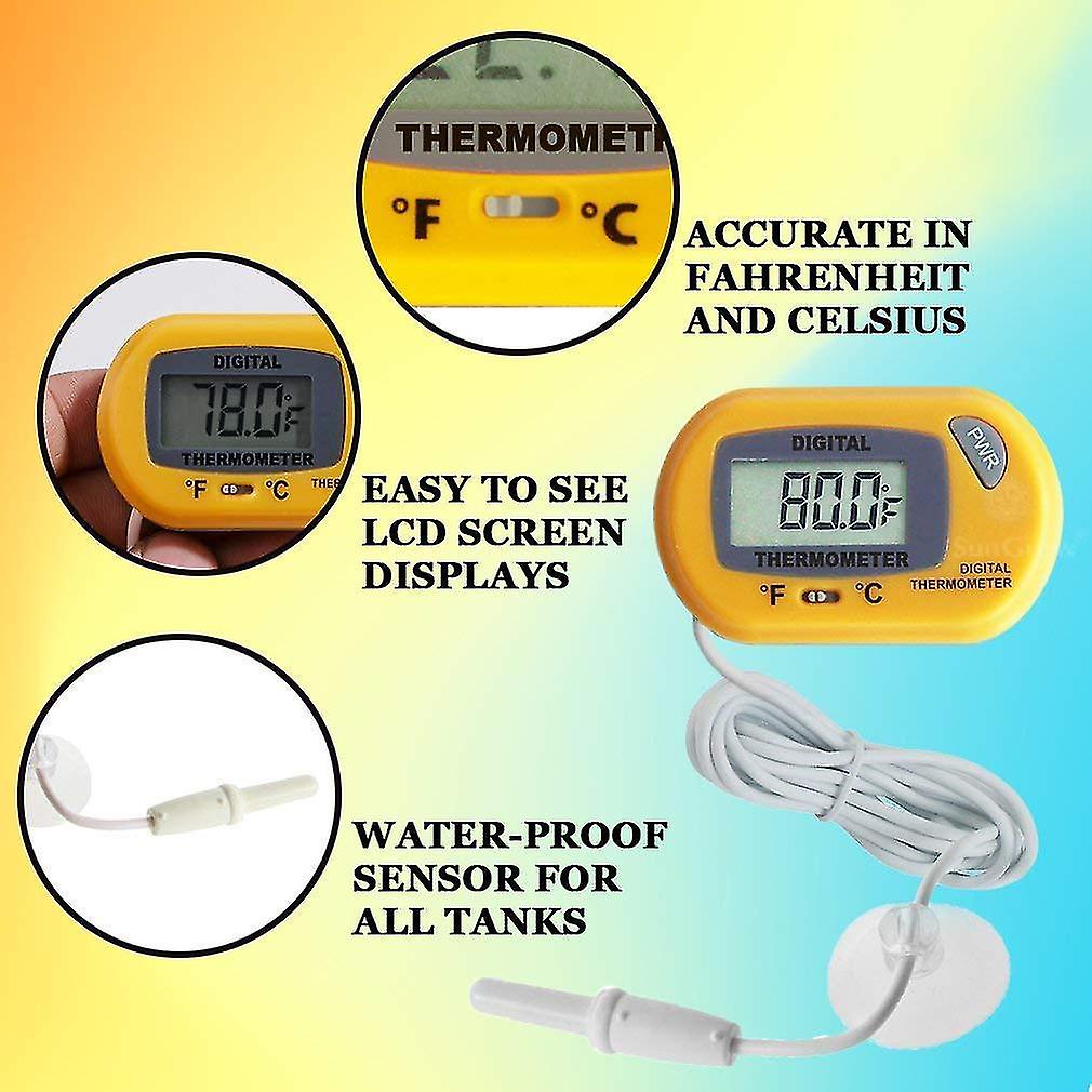 Digital Thermometer， Accurately Reads Aquarium Temperature With Suction Cup