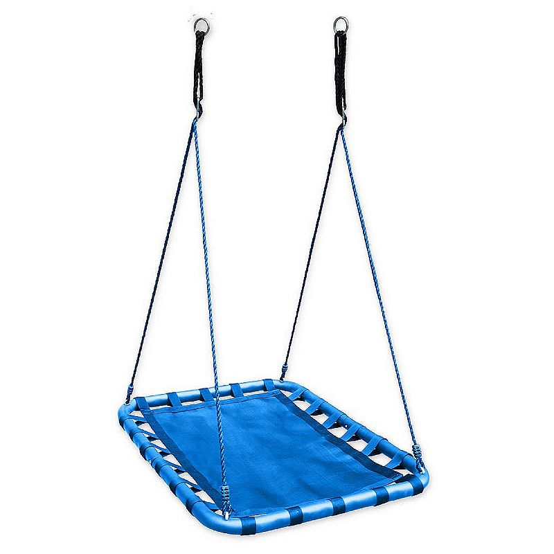 HearthSong - Mega Mat Rectangular Platform Tree Swing for Kids with Thick， Webbed Matting and Steel Frame