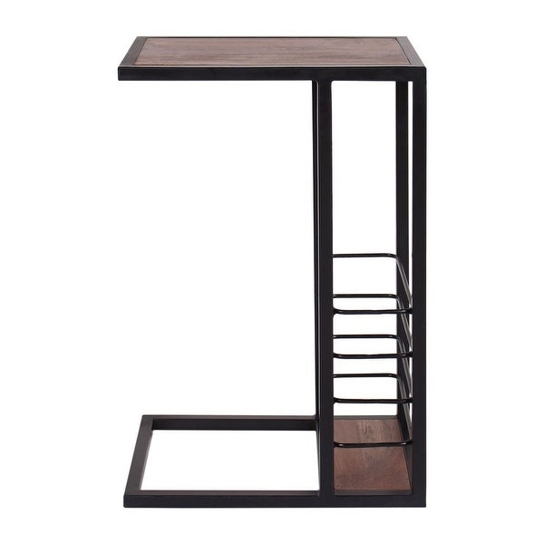 Edwin Contemporary Accent C Table in Iron and Acacia