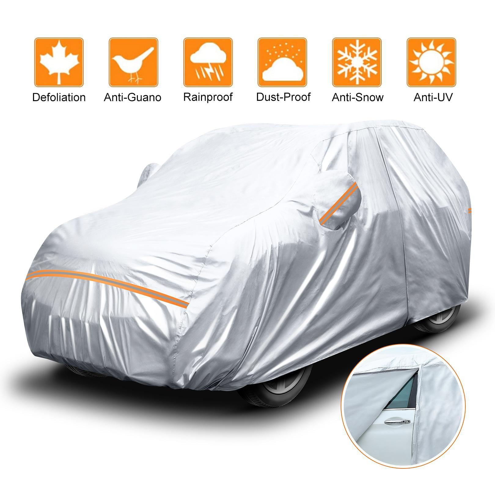 6 Layers Car Cover Waterproof All Weather for Automobiles， Outdoor Full Cover Rain Sun UV Protection with Zipper，Universal Fit for SUV(185