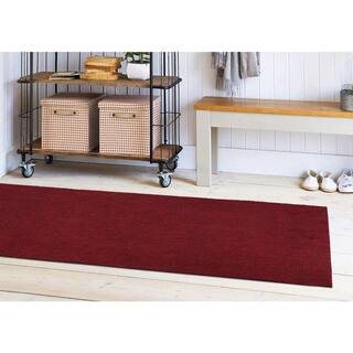 Ottomanson Scrabe Rib Waterproof Non-Slip Rubber Back Runner Rug 2 ft. W x 6 ft. L Red Polypropylene Garage Flooring SRT700-2X6