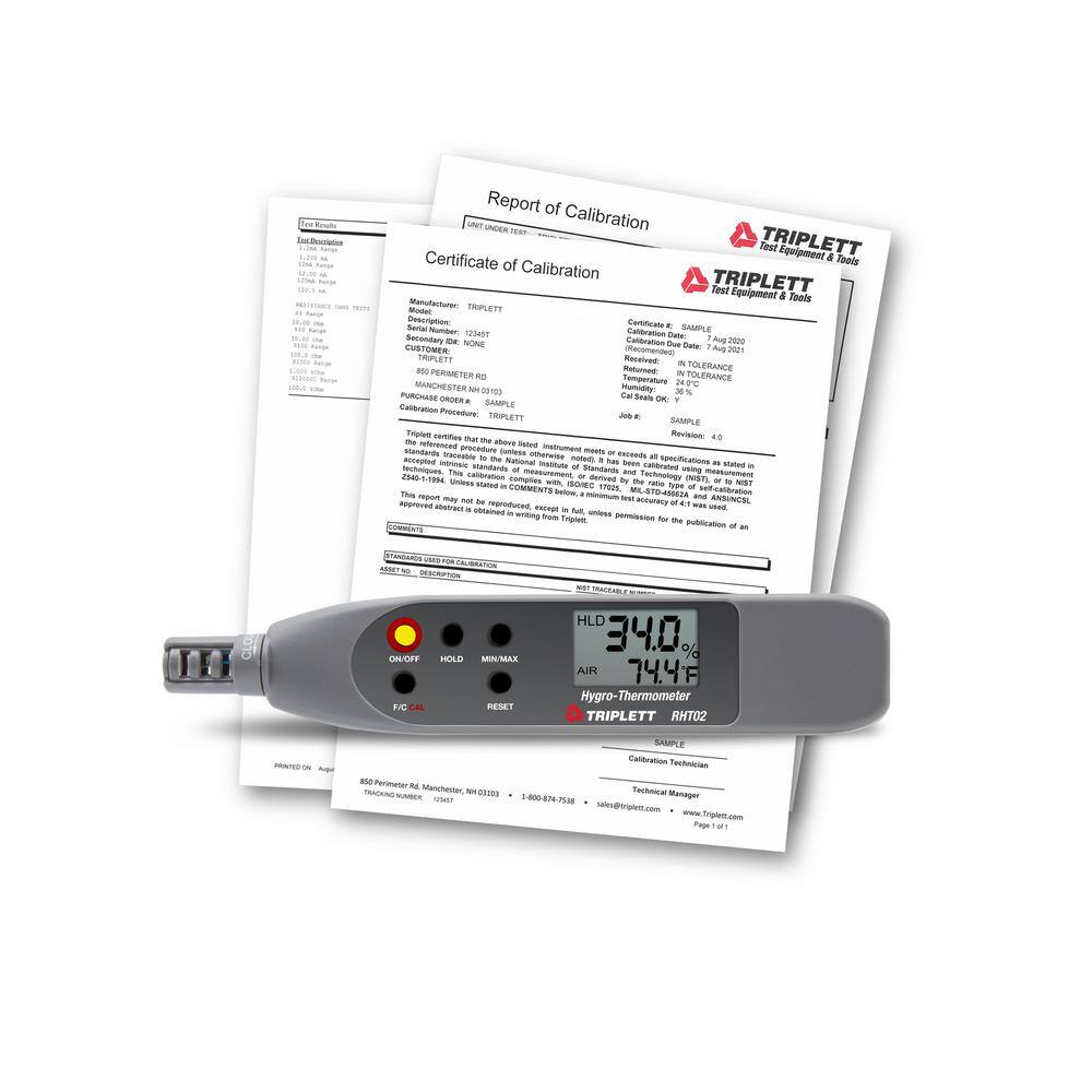 TRIPLETT Hygro-Thermometer Pen with Cert. of Traceability to NIST RHT02-NIST