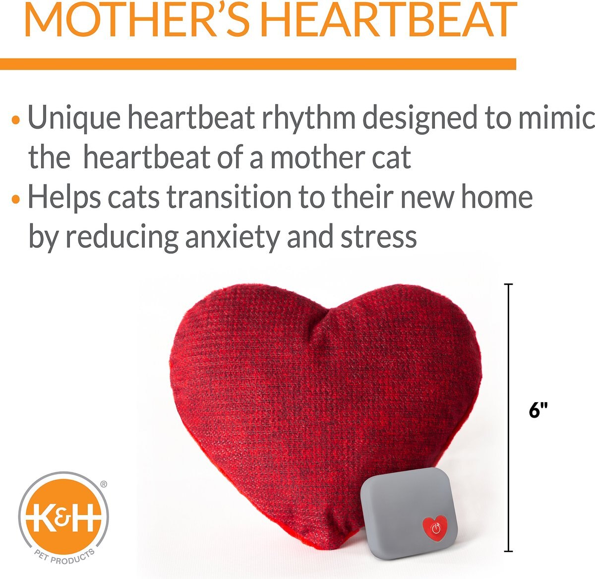 KandH Pet Products Mother's Heartbeat Kitty Heart Pillow