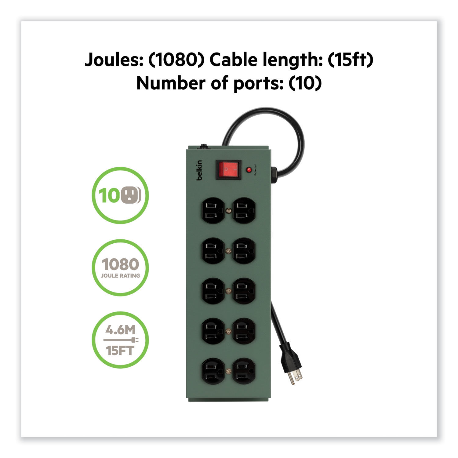 Metal SurgeMaster Surge Protector by Belkinandreg; BLKF9D100015