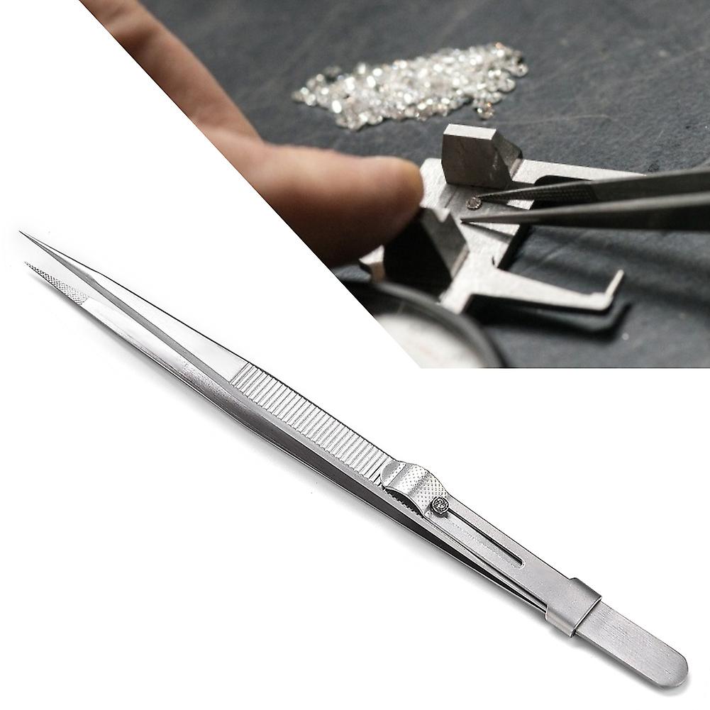 Stainless Steel Tweezers For Diy Jewelry Diamond Gem Making Tool (with Lock)